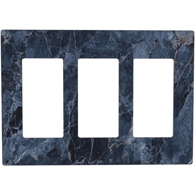 Nadoabtm Light Switch Covers Realistic Deep Blue Marble Pattern 3 Gang Rocker Electrical GFCI Decorative Triple Outlet Wall Plate Cover Switchplate for living Room Home Decor