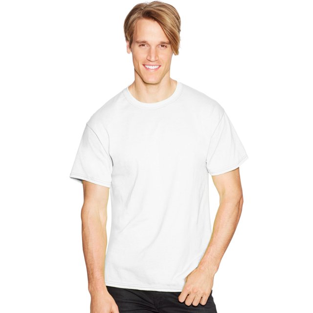 Hanes Mens ComfortBlend EcoSmart 4-Pack Crewneck T-Shirts, M, White