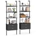 thumbnail image 1 of Gymax 2 PCS Ladder Bookshelf w/ Storage Wall Mount Bookcase w/ 4 Open Shelves Black, 1 of 10