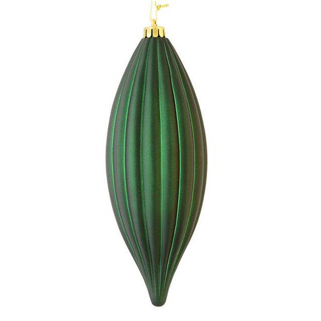 Vickerman M183274M 8 in. Midnight Green Matte Line Finial Ornament 4 per Bag