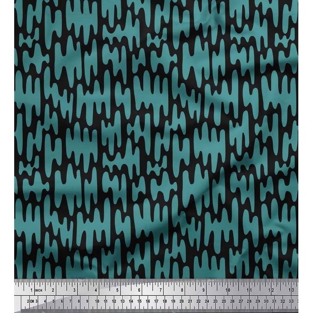 Soimoi Black Rayon Fabric Liquid Drip Abstract Print Fabric by the Yard 56 Inch Wide