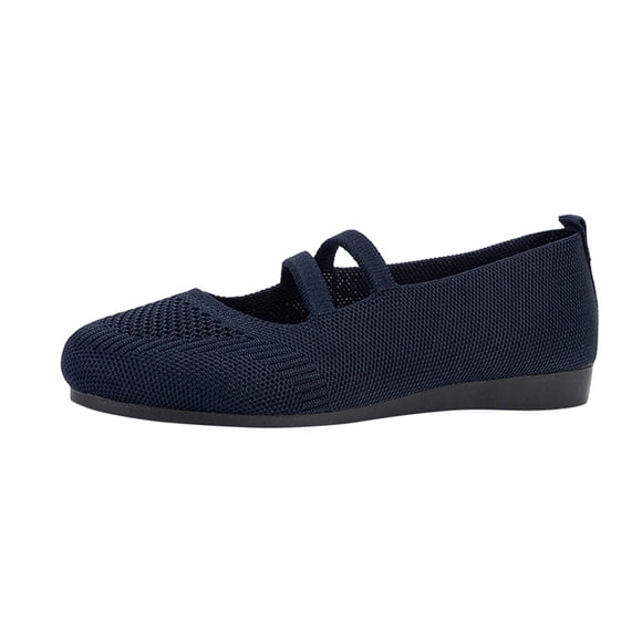 Wyzesi Navy Blue Sneakers for Women Ladies Fashion Solid Color Breathable Knitting Comfortable Flat Casual Shoes White Sneakers for Women Dressy Wide Christmas Sneakers for Women