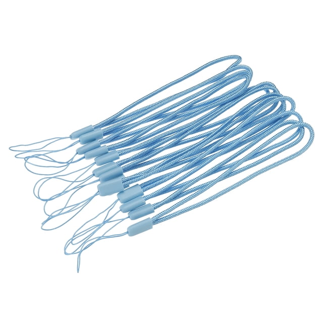 Unique Bargains 18cm Portable Item Nylon Cord Lanyards Hand Wrist Strap String Light Blue 20 Pack