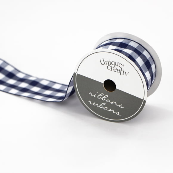 Ruban vichy armé UNIQUE CREATIV, bleu marine, 38 mm × 2,7 m (1,5 po × 3 v)
