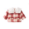 thumbnail image 2 of uublik Little Girls Coat Button Down Lapel Fleece Jacket with Pockets Fall Winter Outwear Red, Size 1-6 Years, 2 of 6