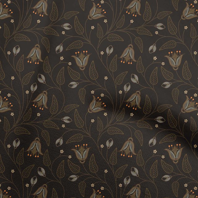 oneOone Velvet Brown Fabric Floral Craft Projects Decor Fabric Printed By The Yard 58 Inch Wide
