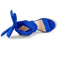 thumbnail image 4 of BLISSFUL STEP Sandales pour Femmes en Faux Suède à Plateforme Compensée à Lacets à Bout Ouvert Bleu Royal 9, 4 of 7