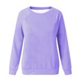 thumbnail image 4 of PEZHADA Chandails d'Automne pour Femmes en Liquidation Chandail à Col Rond pour Femmes, Chandail à Enfiler pour Femmes à Manches Longues Col Rond Chandail Uni Hauts Blouse Violet, 4 of 4