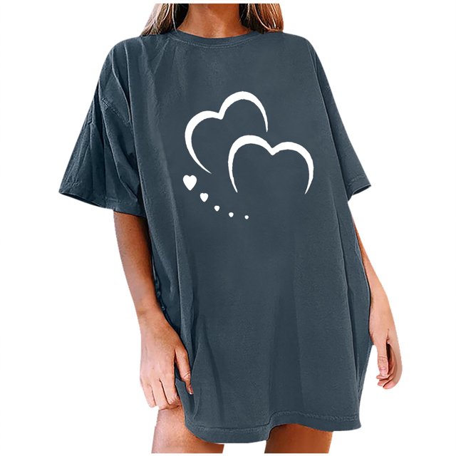 XZNGL Chemisiers à Manches Courtes pour Femmes Mode Femme Uni Col Rond Imprimé T-Shirt à Manches Courtes Impression Blouse Ample Hauts Femmes Hauts à Manches Courtes Hauts à Manches Courtes pour Femmes