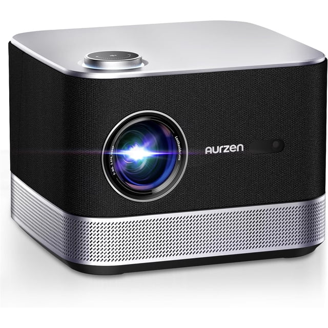 AURZEN Boom 3 All-in-One 4K Supported Smart Projector with Netflix, 3D Dolby Audio 36W Speakers, AI Autofocus & Keystone, WiFi & Bluetooth – Home/Outdoor – Open Box