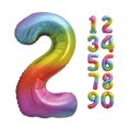 thumbnail image 2 of Ballon en aluminium arc-en-ciel, en forme de numéro 2, 34", 2 of 2