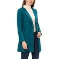 thumbnail image 4 of INSPIRE CHIC Women's Half Lapel Long Sleeves One Button Winter Mid-Length Overcoat M Lake Blue, 4 of 5