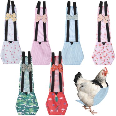 6 PCS Washable Chicken Diapers, Reusable Duck Diapers, Pet Diapers for Hens Ducks Geese, Soft Breathable Poultry Nappies, Poultry Diaper with Bow Tie & Elastic Straps, Pet Chicken Clothes