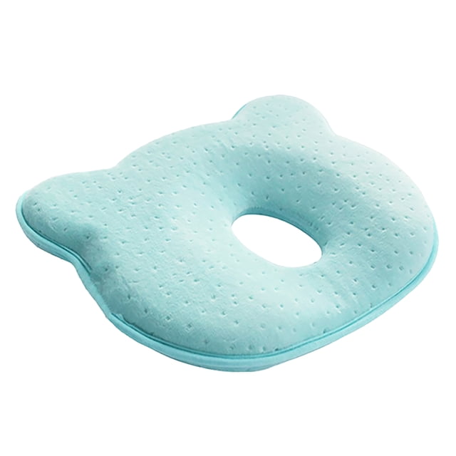 HIDETEX Oreiller de Soutien pour la Tête pour Bébé de Couleur Douce, Bleu Pâle, au design Doux et Ergonomique Comprenant une Découpe Centrale pour un Positionnement optimal de la Tête. Fabriqué avec des Matériaux Doux et Délicats, Convient aux Poussettes Ou aux Lits de Bébé.