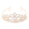 thumbnail image 1 of Wedding Bridal Prom Shining Crystal Rhinestones Crown Tiara Headband (Gold), 1 of 7
