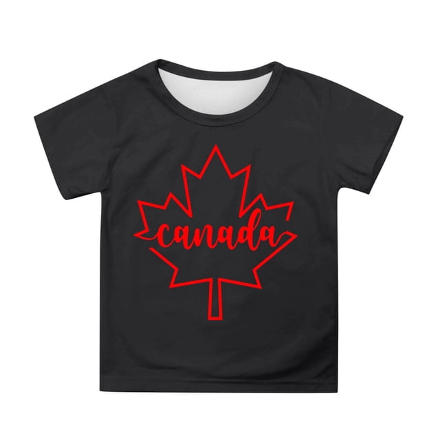 GDREDA Canada T-Shirts Imprimé Drapeau Filles T-Shirt à Manches Courtes Été Col Rond T-Shirt Coupe Décontractée T-Shirts Basiques