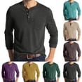 thumbnail image 1 of LOVZFMLL Men's Shirts, Solid Casual Button-Front Henley Shirt with Pocket, Essential Versatile, Crew Neck Relaxed Fit Fall Clothes, 1 of 5