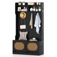 thumbnail image 1 of Costway 4-In-1 Hall Tree Entryway Bench with Coat Rack & Flip Drawers 6 Dual-Hook Hangers Black, 1 of 10