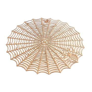Rbaofujie Napperon Rond Araignée Décoration d'Halloween Isolation Thermique Napperon de Table Imperméable et Anti-Huile Napperon en Pvc Ajouré Décoration Toile d'Araignée