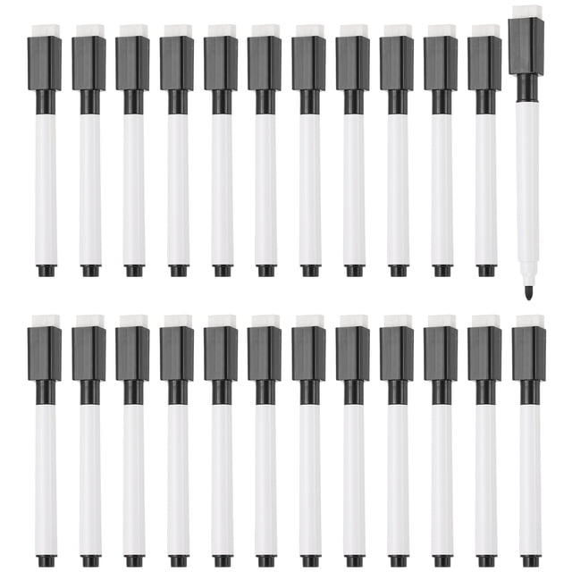 Uxcell Whiteboard Pen, 0.5-1mm Fine Tip Dry Erase Black White Board Markers, 24Pcs