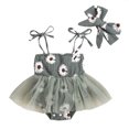 thumbnail image 1 of MIASHUI Barboteuse Sans Manches à Imprimé Floral pour Filles, Robe Tutu en Maille avec Bandeaux, Vert, 0-3 Mois, 1 of 6