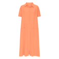 thumbnail image 4 of Ovzne Robes pour Femmes 2025 Robe Femme Décontractée à Manches Courtes avec Poche Long Cardigan Robe Chemise Multicolore Robe d'Été à Manches Courtes Liquidation, 4 of 6