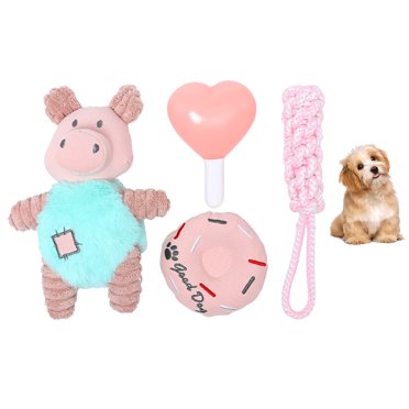 Jouet à Mâcher pour Chien Drôle : 4 Pcs Jouet Couineur Cochon Chien Jouet de Traction Chiot Jouet Corde pour Chien pour la Maison