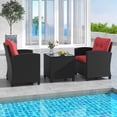 thumbnail image 4 of Costway Ensemble de Mobilier de Patio 3 Pcs avec Table Basse en Verre Trempé Coussins Lavables Rouge, 4 of 10