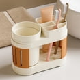 thumbnail image 1 of Compact Toothbrush Holder, Small Bathroom Organizer, Plastic Sink Storage Shelf, Draining Tooth Cup Rack, Space-Saving Countertop Bathroom Accessory, 1 of 1