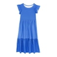 thumbnail image 4 of VKOYWKM Robe Décontractée pour Filles Été à Volants Manches Courtes Robes à Étages Décontractées Col Ras du Cou Ample Évasée Robe Maxi avec Poches pour 6-12 Ans, 4 of 6