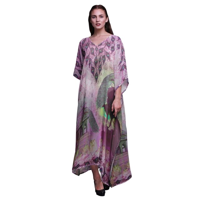 Phagun Paon Moghol Femmes Long Kaftan de Plage Tenue de Plage Paréo de Bikini Robe Maxi-4x-5x
