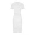 thumbnail image 4 of XZNGL Womens Short Sleeve Tops Womens Summer Solid Color Round Neck Top Short Sleeve Add Wrap Buttocks Skirt Women Short Sleeve Tops High Neck Tops for Women Womens Tops Short Sleeve, 4 of 6