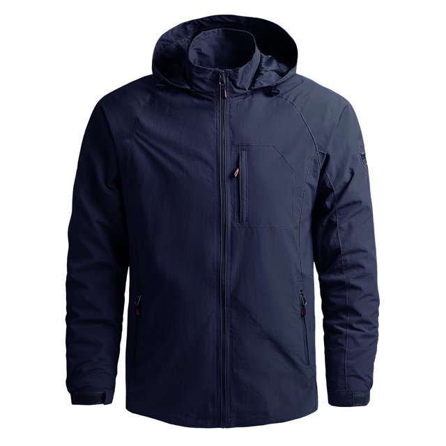 SHOPESSA Men's Lightweight Rain Jacket Waterproof Raincoat Windbreaker Hooded Active Outdoor Shell Jacket for Hiking Work