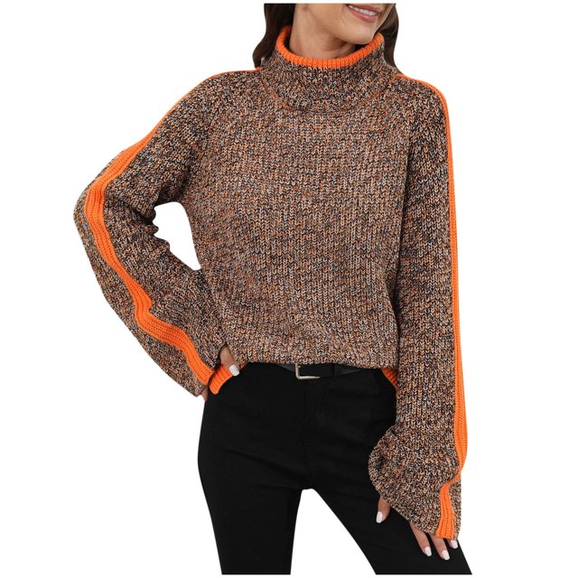 Pompotops Mode Femme Pull Col Rond Manteau Haut Pulls pour Femmes Ample Manches Longues Manteau Liquidation