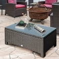 thumbnail image 2 of Outsunny Rattan Coffee Table, Patio Side Table, Hand-woven Wicker Furniture with Tempered Glass Top Outdoor Garden Patio, Black, 2 of 10