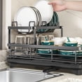 thumbnail image 4 of Qaailabf Clearance Sales Today Deals Prime Dish Drying Rack Dish Drainer for Kitchen Counter with Utensil 2 Tier Dish Rack with Drainboard Space Saving Large Capacity and Easy to Installation Carbon, 4 of 6