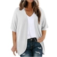 thumbnail image 1 of Plebaso Womens Plus Size Cardigan Short Sleeve Summer Cardigans Open Front Casual Blouses with Pockets, 1 of 7
