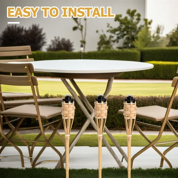 OUNONA 4 Pcs Torche à Feu pour Jardin Lampes à Huile de Bambou Faites à la Main pour Éclairage Extérieur - Bambou Tissé pour Festivals d'Été