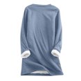 thumbnail image 5 of IROINID Liquidation Chandail de Noël pour Femmes Imprimé Manches Régulières Automne Hiver Ample Vacances Détente Manches Col Rond Chemise Hauts, Bleu, 5 of 5