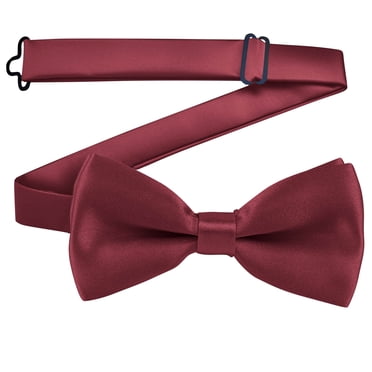 Xfvqtps Boys Bow Tie Solid Color Bowties Adjustable Neckties for Uniform School Party Wine