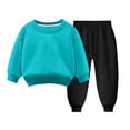 thumbnail image 2 of Pisexur Ensemble 2 Pcs pour Bébé Filles Garçons Automne Hiver Mode Décontractée Polaire Couleur Unie Manches Longues Col Rond Chandails en Molleton et Pantalons Vêtements de Détente Ensemble de Survêtement pour Enfants 3-8 Ans, 2 of 4