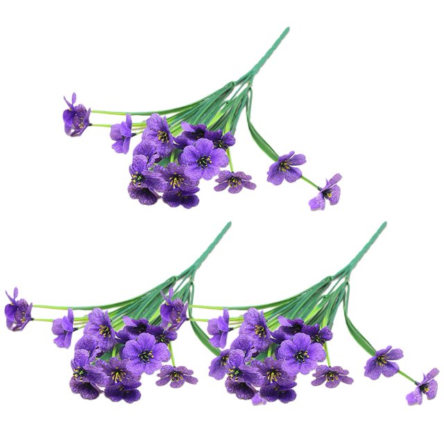 3 Pcs Fleurs Décoratives Violettes à Cinq Branches pour Extérieur