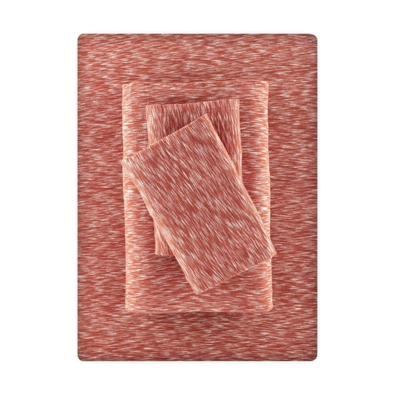 Mainstays 100% Cotton Extra Soft Jersey Bed Sheet Set, Double, Red Canyon Crackle, 4 Pieces