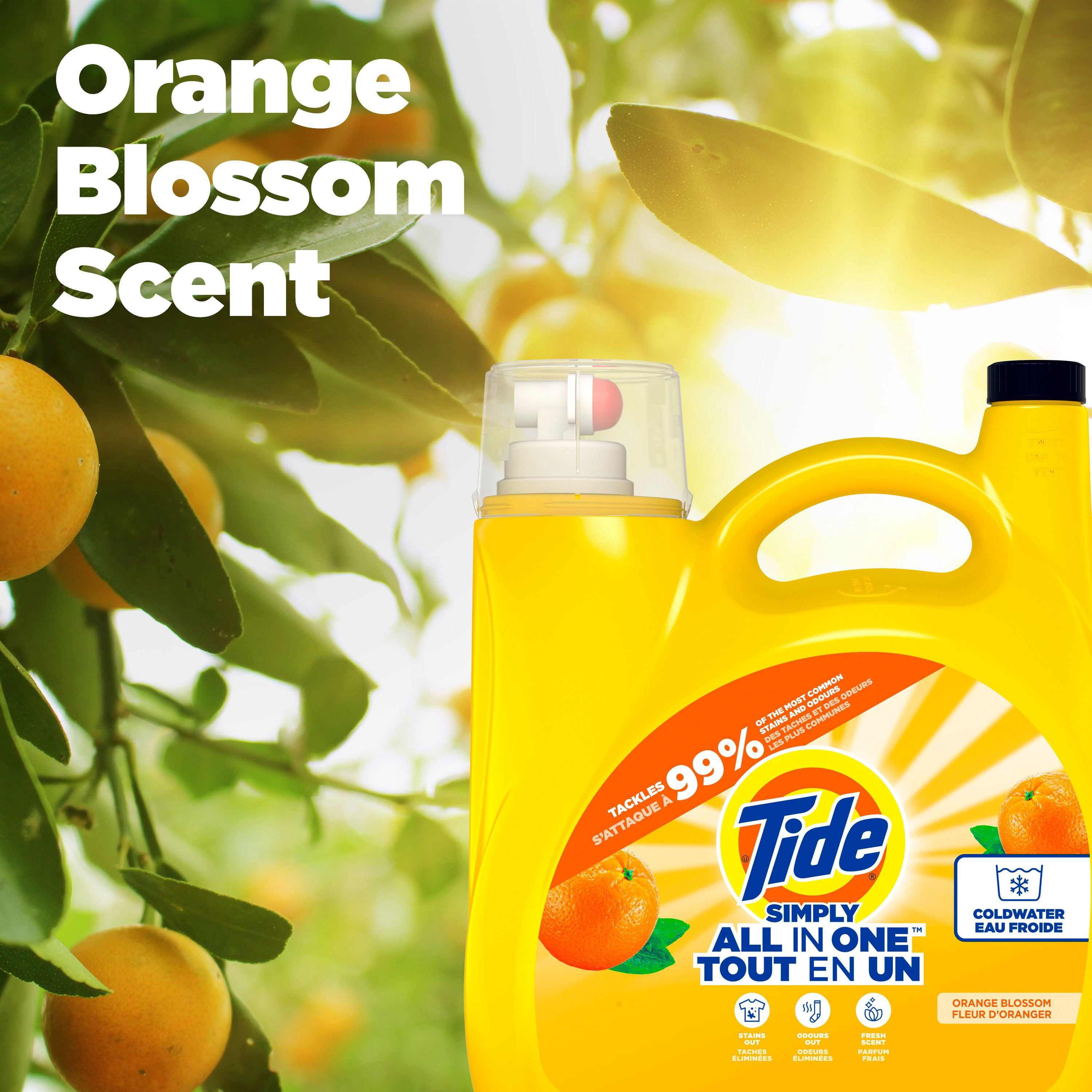 Tide Simply All-In-One Liquid Laundry Detergent, Orange Blossom Scent, 107 Loads, 4.16 L