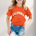 thumbnail image 2 of T-shirts Filles Garçon Fille Imprimé Ville Col Rond Manches Courtes Décontractées Hauts Filles Orange 3-4 Ans, 2 of 4