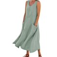 thumbnail image 1 of Kcodviy Tenues d'Anniversaire pour Femmes Unies à Col Rond pour Femmes Grande Taille avec Poches Décontractées Longues Robe Grande Taille Hauts Robe Quotidienne Robe Débardeur, 1 of 5