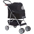 thumbnail image 1 of BestPet Pet Stroller, 4-Wheel Foldable Dog & Cat Travel Carrier Jogger with Mesh Windows, Storage Basket & Cup Holder, Portable Design, Black, 1 of 7