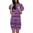 thumbnail image 2 of Robe Femme Imprimé Camouflage T-shirt Long Ample Respirant Manches Courtes Robe Ample, Violet, 3TG, 2 of 6