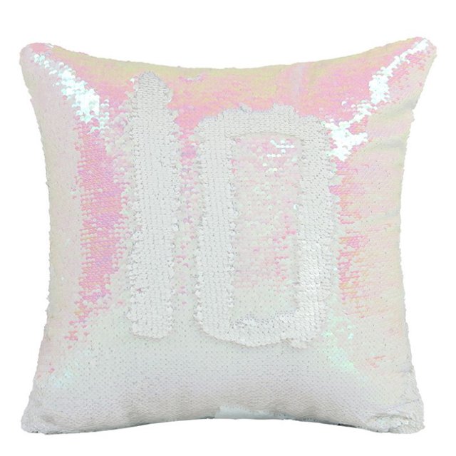 Housses de Coussin Vierges 16Inx16 Po Réversibles à Paillettes Magiques (Sirène & Blanc)