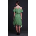 thumbnail image 3 of Bimba Green Geometric Print Cold Shoulder Women Swing Tunic Flutter Sleeve Midi Dress - XX-Large, 3 of 6